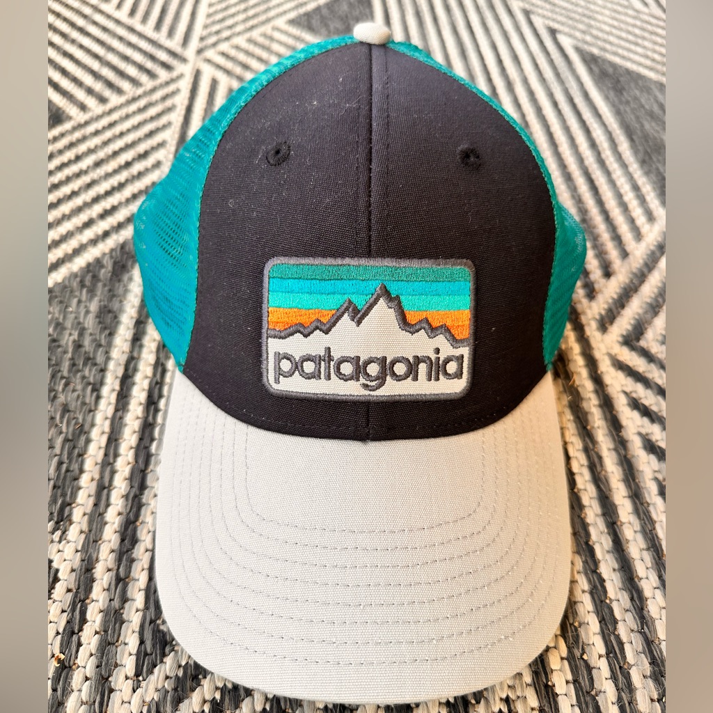 Patagonia Black, Teal, Orange & Gray Trucker Hat